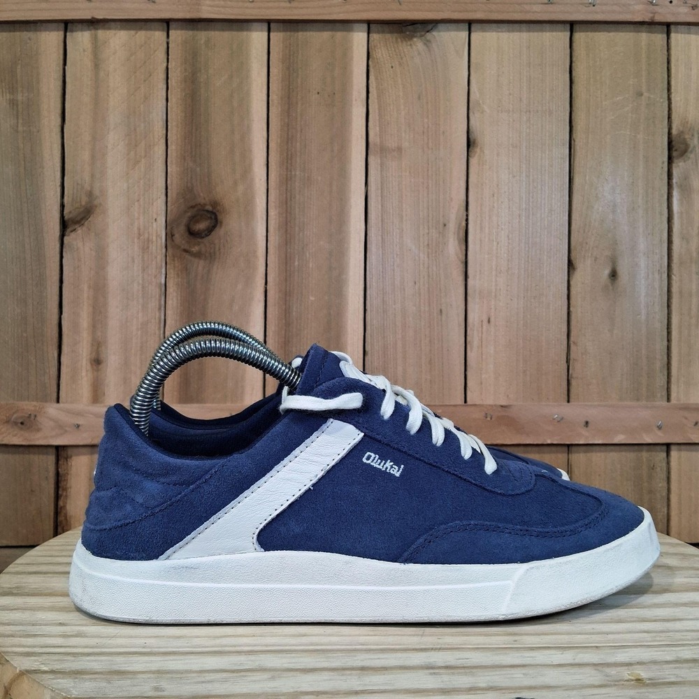 OluKai Ha'upu Shoes Womens 8.5 Blue Leather Walking Comfort Sneakers 20493-5418 - Picture 3 of 10